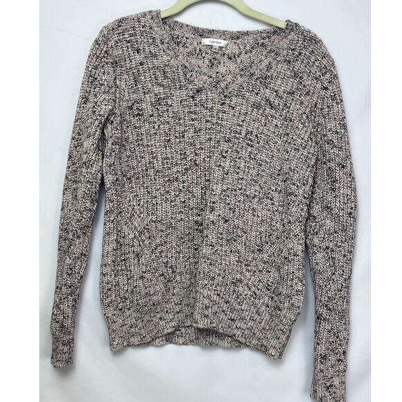 Tyler Boe Women's Size Small Tan Long Sleeve V-Neck Pullover Preppy Sweater - Picture 1 of 7